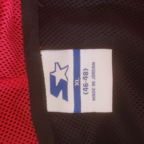 Men's Starter Black and Red Hooded Windbreaker Zip Up Jacket - Picture 9 of 10